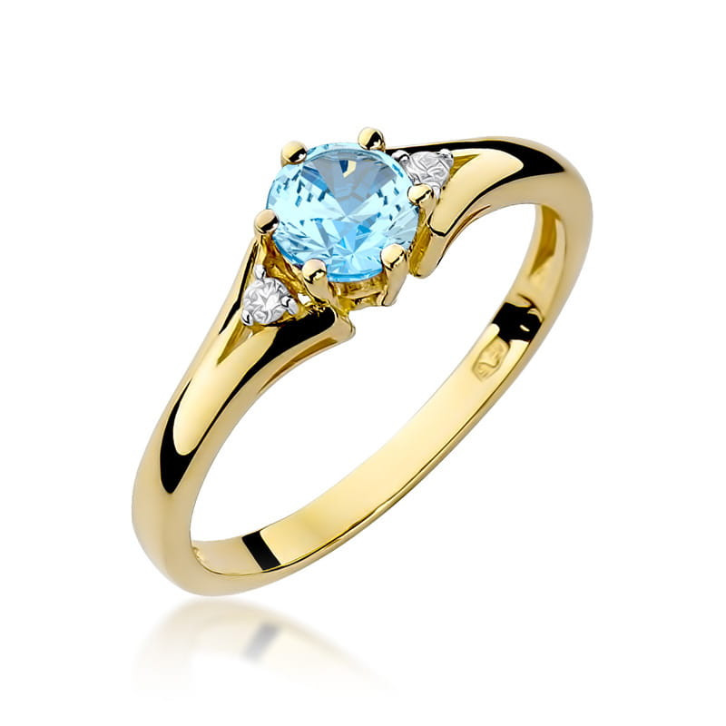 "Pierścionek W076 Topaz 0,50ct - Ekskluzywny pierścionek z żółte