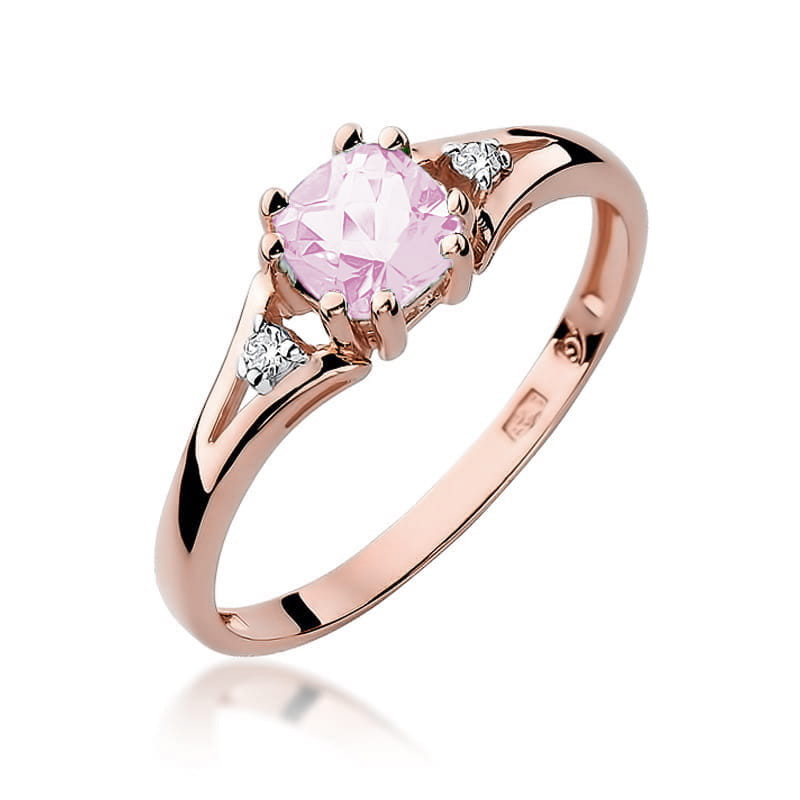 Pierścionek W044 Różowy Topaz 0,70ct różowe złoto