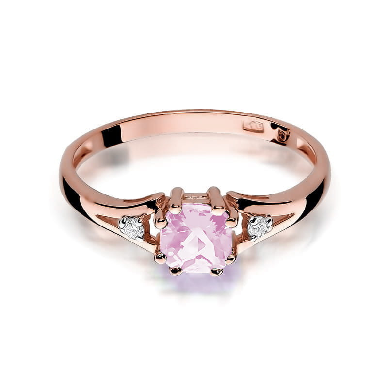 Pierścionek W044 Różowy Topaz 0,70ct różowe złoto