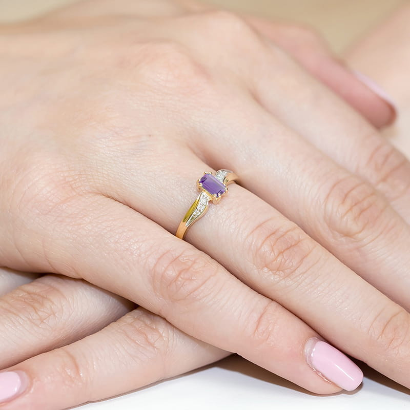 "Pierścionek W094 Ametyst 0,50ct żółte złoto - Daimana.pl | Luks