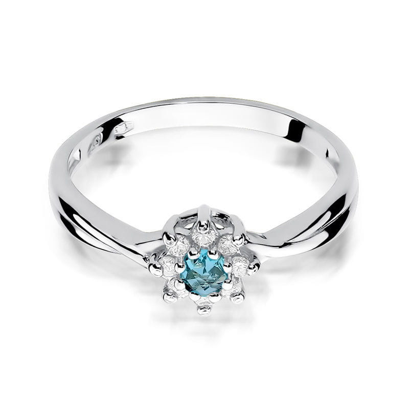 Pierścionek W072 Topaz 0,15ct białe złoto