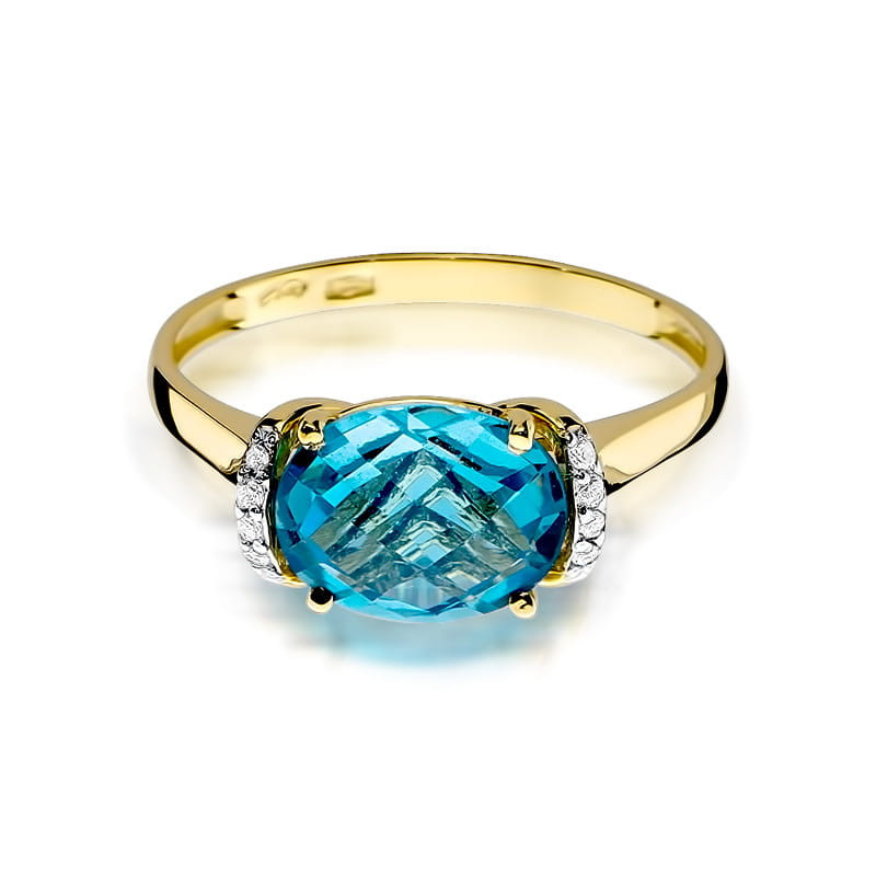 "Pierścionek W148 Topaz 1,70ct - Luksusowy pierścień z żółtego 