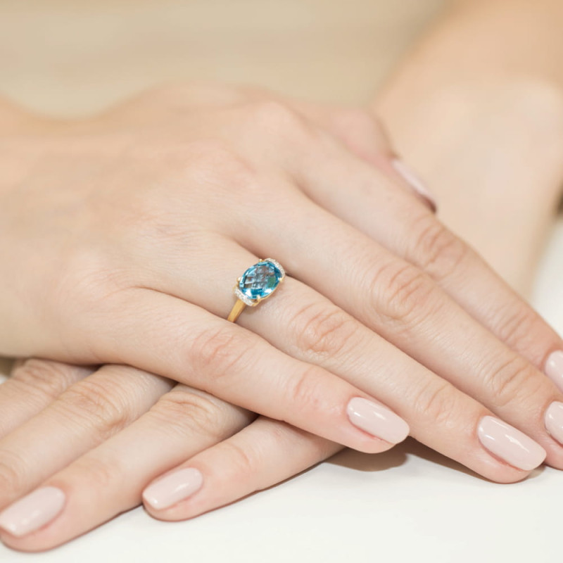 "Pierścionek W148 Topaz 1,70ct - Luksusowy pierścień z żółtego 