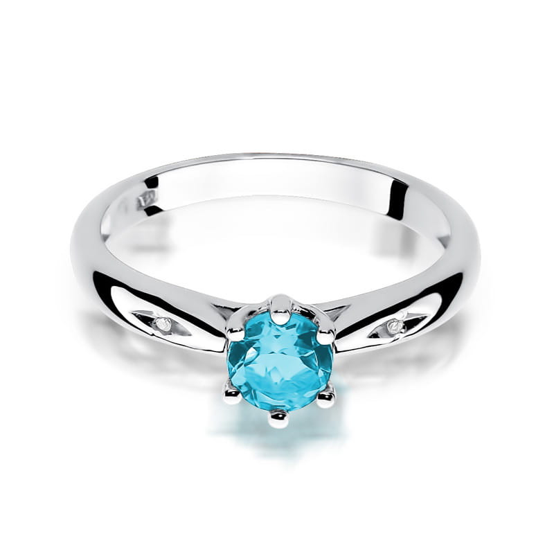Pierścionek W074 Topaz 0,50ct białe złoto
