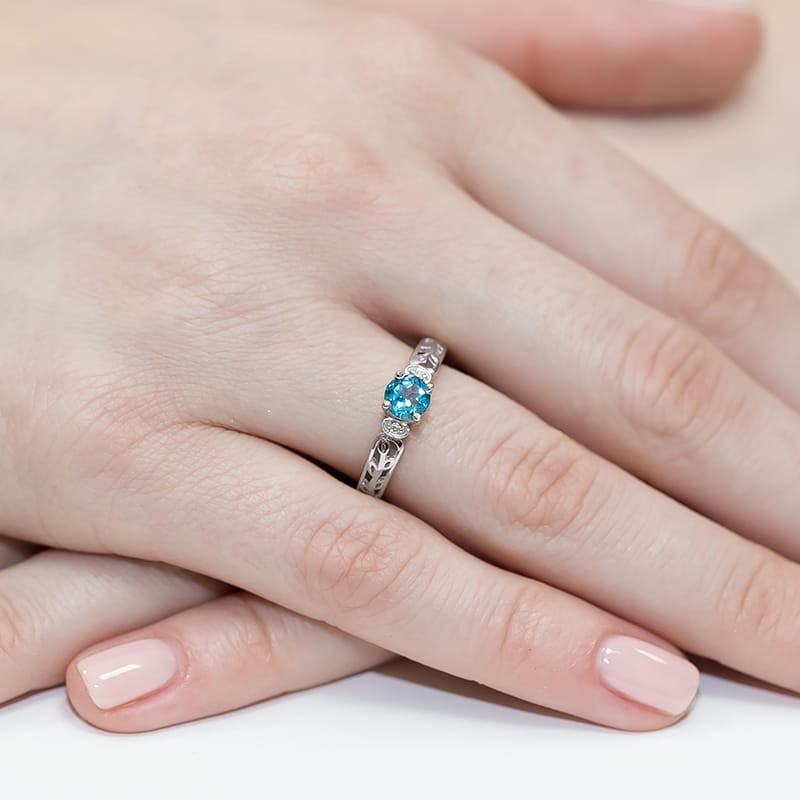 Pierścionek W014 Topaz 0,50ct białe złoto