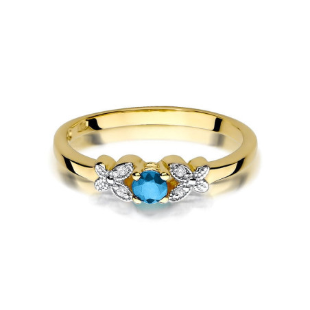 "Pierścionek W414 Topaz 0,15ct - Wyjątkowy design w żółtym złoc