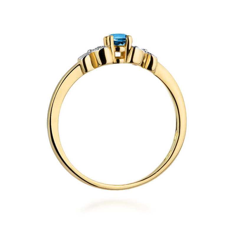 "Pierścionek W414 Topaz 0,15ct - Wyjątkowy design w żółtym złoc