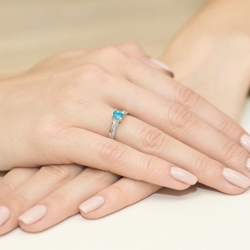 Pierścionek W106 Topaz 0,50ct białe złoto