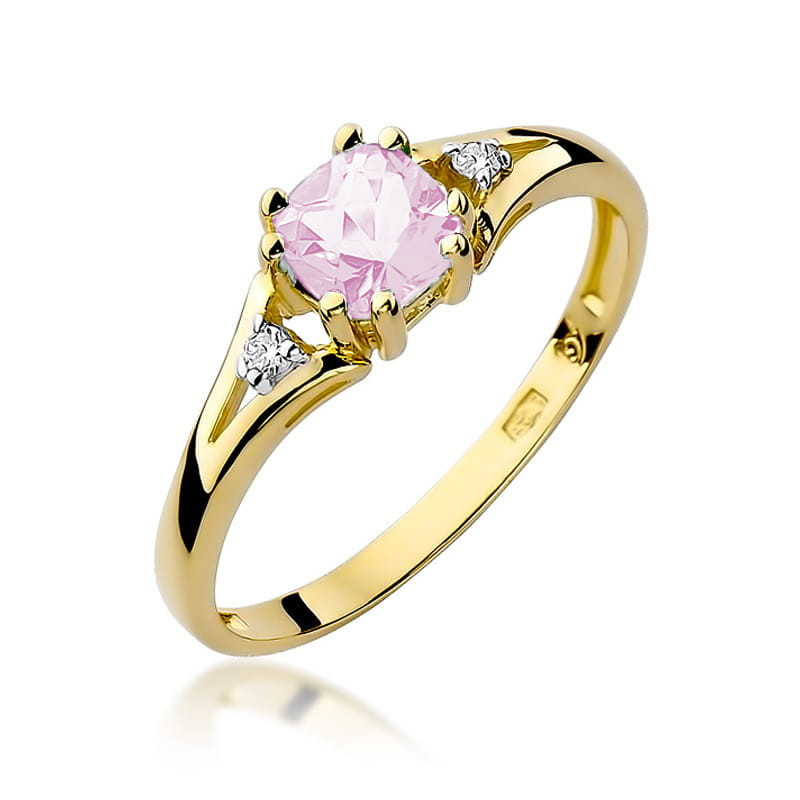 "Pierścionek W044 Różowy Topaz 0,70ct | Żółte złoto | Daimana.