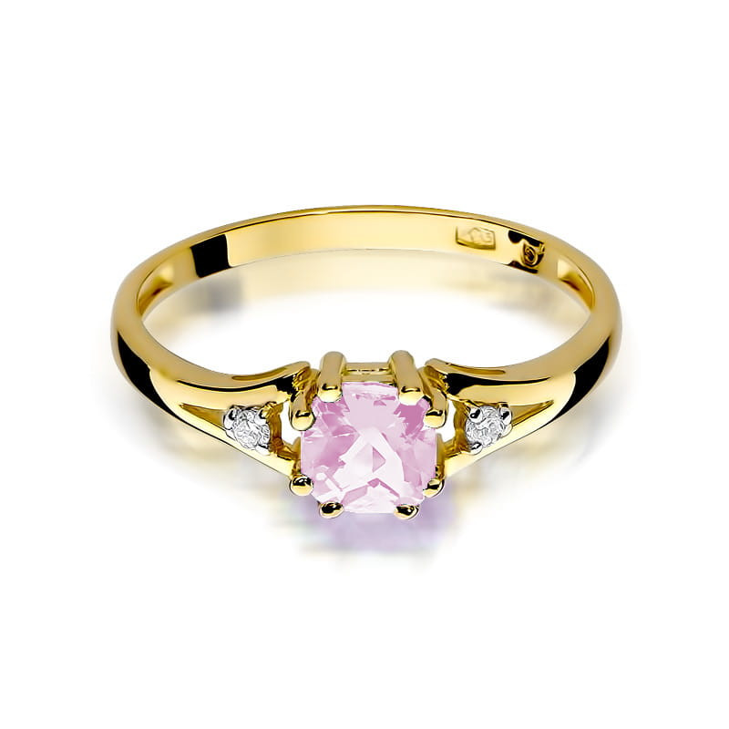 "Pierścionek W044 Różowy Topaz 0,70ct | Żółte złoto | Daimana.