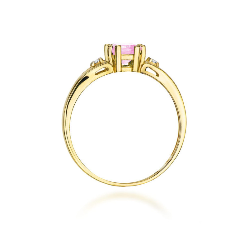 "Pierścionek W044 Różowy Topaz 0,70ct | Żółte złoto | Daimana.