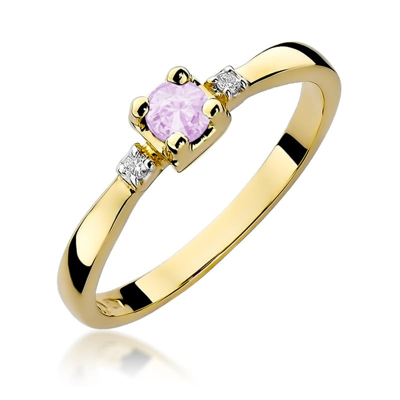 "Pierścionek W323 Różowy Topaz 0,30ct w żółtym złocie - Daiman