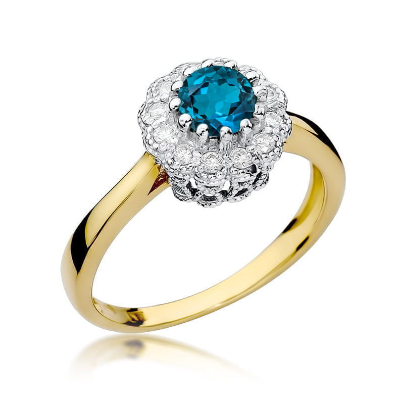 "Pierścionek W284 Topaz London Blue 0,50ct | Żółte złoto | Daima
