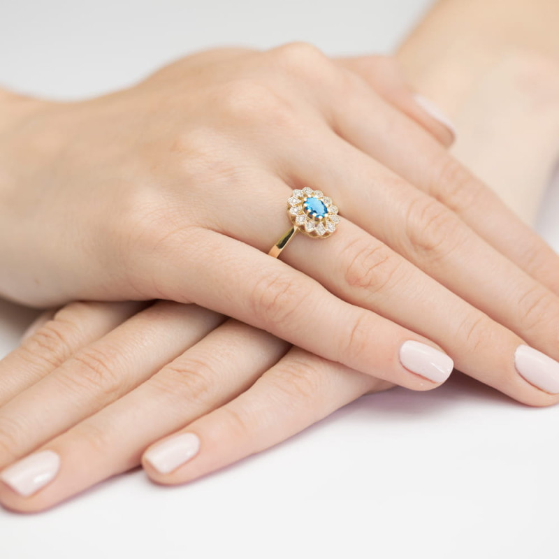 "Pierścionek W354 Topaz 0,50ct - Żółte złoto - Daimana.pl - Najw
