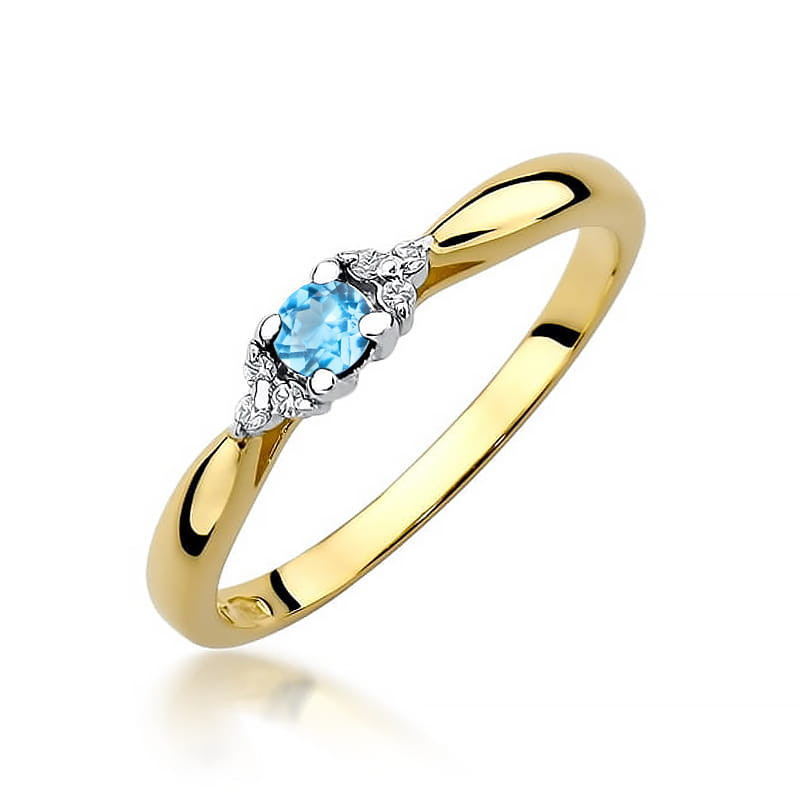 "Pierścionek W428 Topaz 0,15ct w żółtym złocie | Daimana.pl - Na