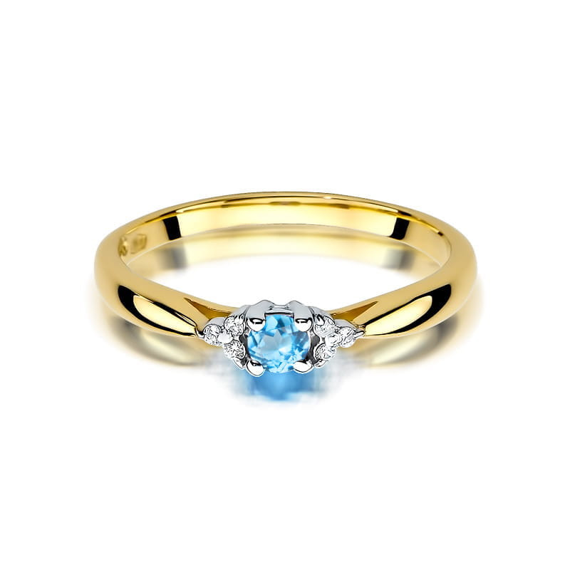 "Pierścionek W428 Topaz 0,15ct w żółtym złocie | Daimana.pl - Na