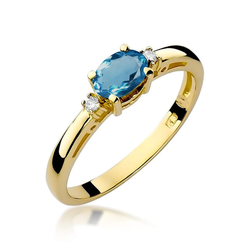 "Pierścionek W006 Topaz London Blue 0,50ct | Żółte złoto | Daima