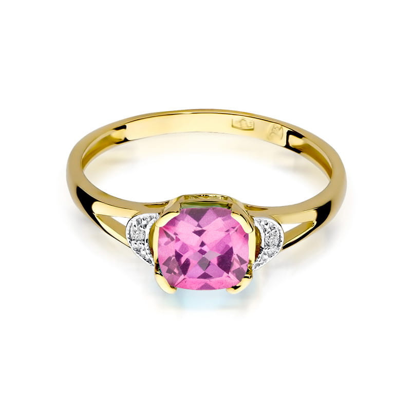 "Pierścionek W040 Różowy Topaz 1,10ct w żółtym złocie | Daiman
