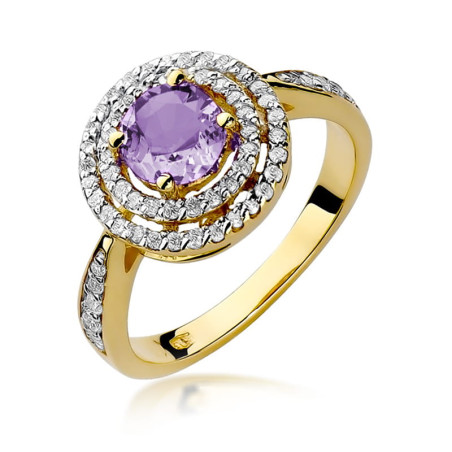 "Pierścionek W274 Ametyst 0,90ct Żółte Złoto - Daimana.pl: Wyją