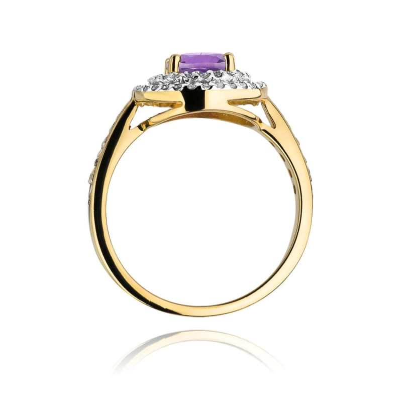 "Pierścionek W274 Ametyst 0,90ct Żółte Złoto - Daimana.pl: Wyją