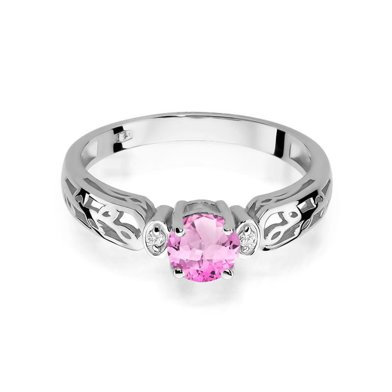 Pierścionek W014 Różowy Topaz 0,50ct białe złoto