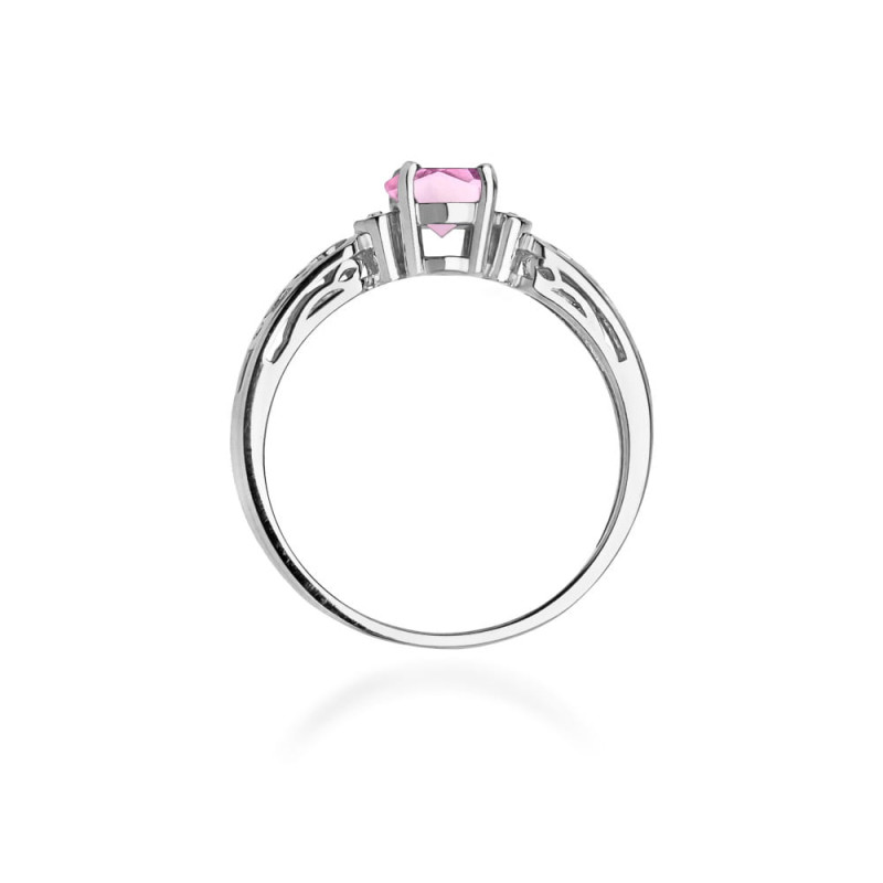 Pierścionek W014 Różowy Topaz 0,50ct białe złoto