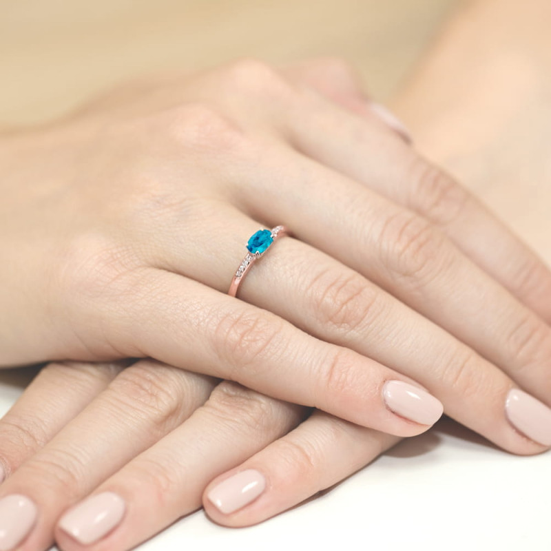 Pierścionek W077 Topaz London Blue 0,50ct różowe złoto