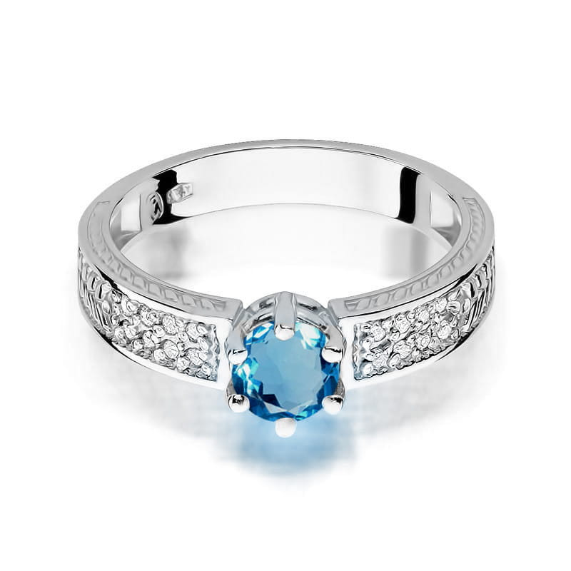 Pierścionek W075 Topaz London Blue 0,50ct białe złoto