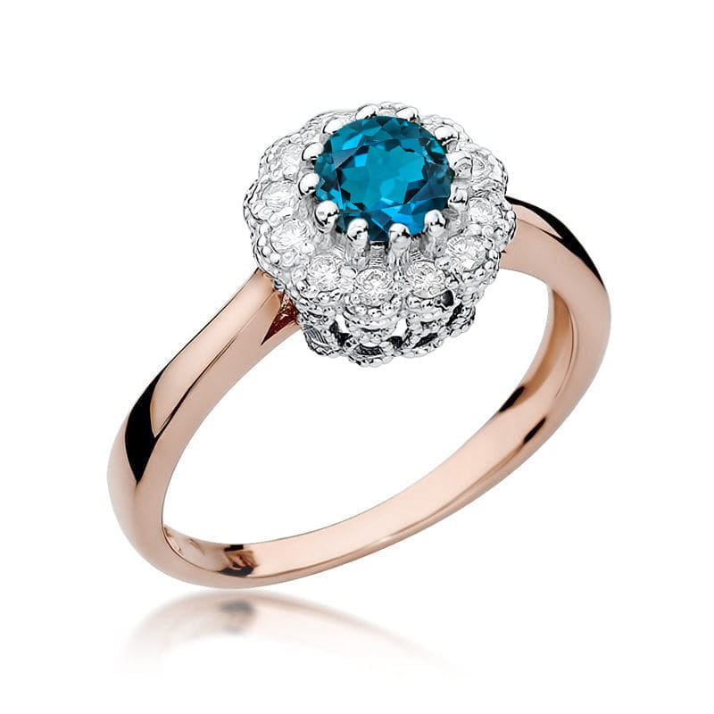 Pierścionek W284 Topaz London Blue 0,50ct różowe złoto