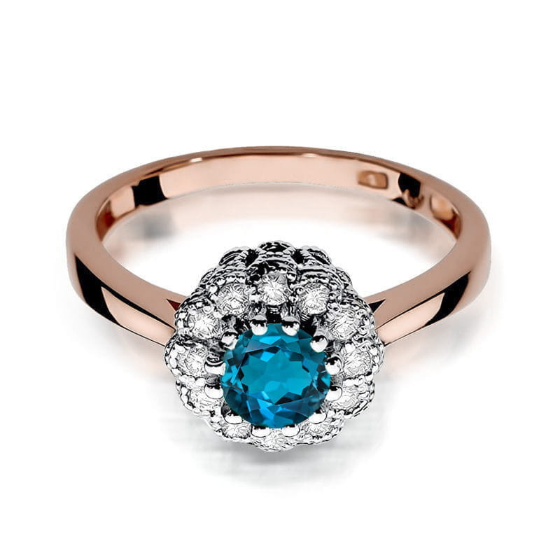 Pierścionek W284 Topaz London Blue 0,50ct różowe złoto