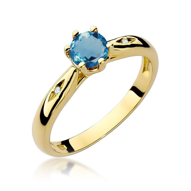 "Pierścionek W074 Topaz London Blue 0,50ct żółte złoto - Daimana