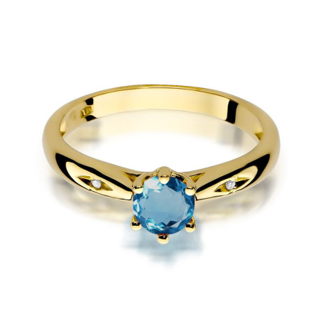 "Pierścionek W074 Topaz London Blue 0,50ct żółte złoto - Daimana