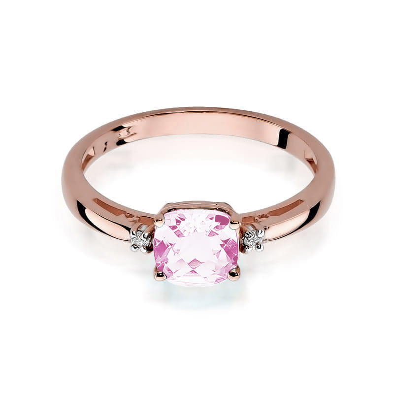 Pierścionek W003 Różowy Topaz 1,10ct różowe złoto