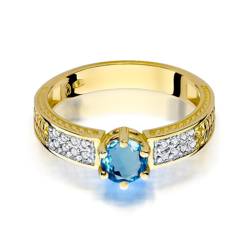 "Pierścionek W075 Topaz London Blue 0,50ct żółte złoto - sklep D