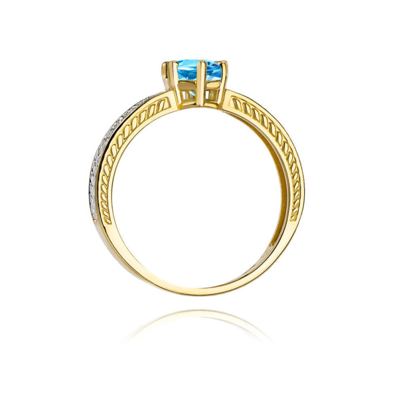 "Pierścionek W075 Topaz London Blue 0,50ct żółte złoto - sklep D