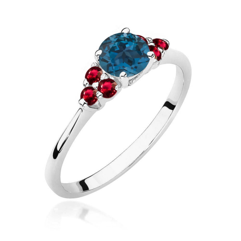 Pierścionek W451 3 Topaz London Blue 0,50ct białe złoto