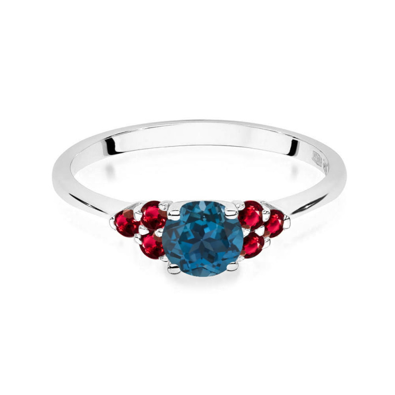 Pierścionek W451 3 Topaz London Blue 0,50ct białe złoto