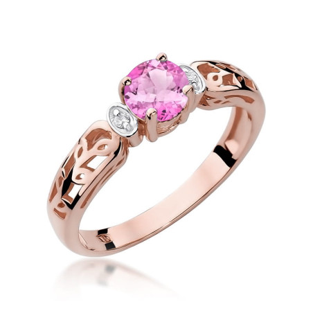 Pierścionek W014 Różowy Topaz 0,50ct różowe złoto