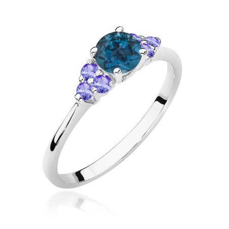 Pierścionek W451 5 Topaz London Blue 0,50ct białe złoto