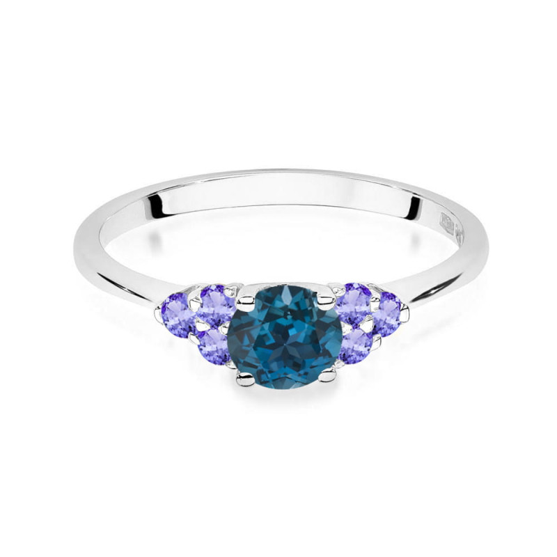 Pierścionek W451 5 Topaz London Blue 0,50ct białe złoto