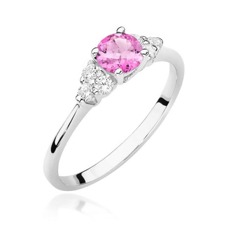 Pierścionek W451 1 Topaz Różowy 0,60ct białe złoto