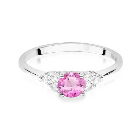 Pierścionek W451 1 Topaz Różowy 0,60ct białe złoto