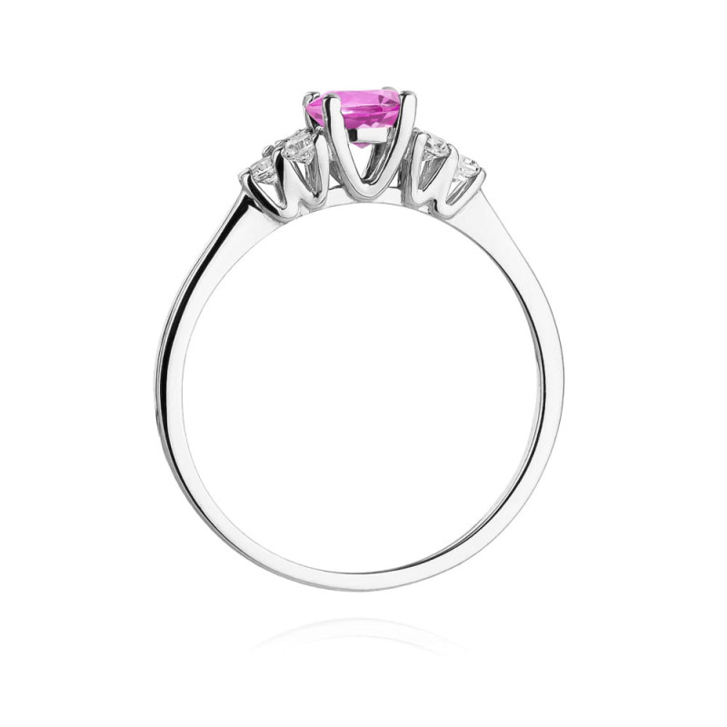 Pierścionek W451 1 Topaz Różowy 0,60ct białe złoto