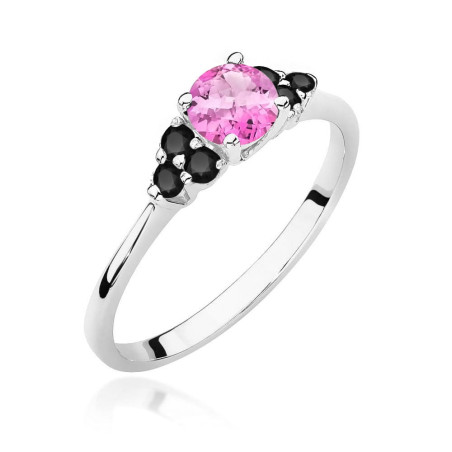 Pierścionek W451 2 Topaz Różowy 0,60ct białe złoto