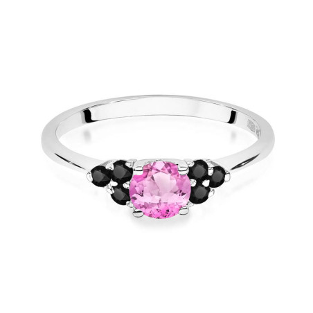 Pierścionek W451 2 Topaz Różowy 0,60ct białe złoto