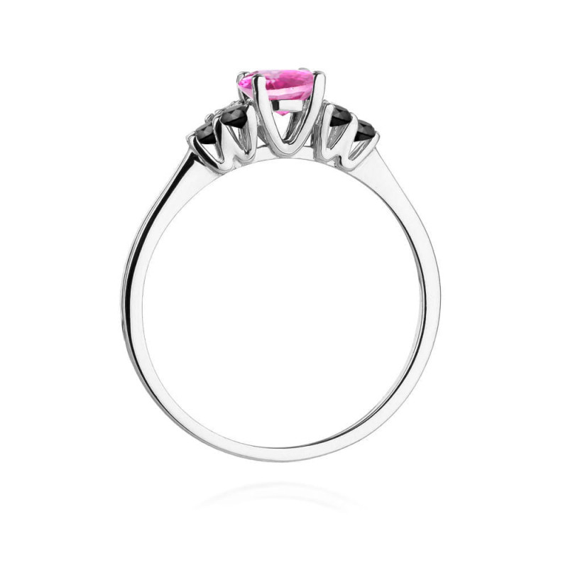 Pierścionek W451 2 Topaz Różowy 0,60ct białe złoto