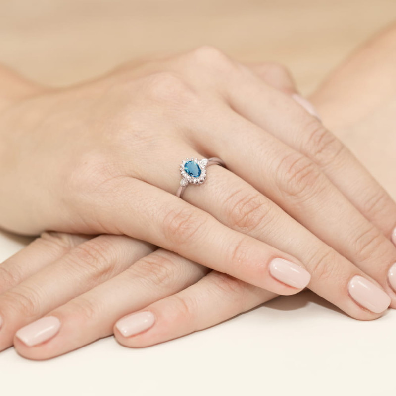 Pierścionek W312 Topaz London Blue 0,50ct różowe złoto