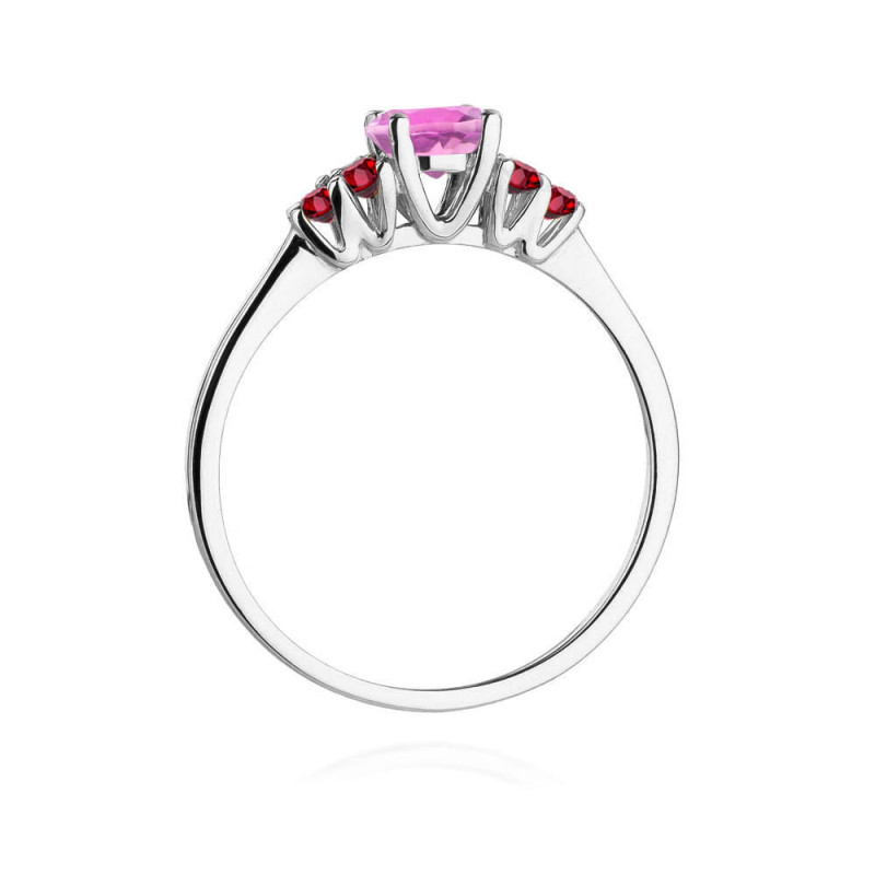 Pierścionek W451 3 Topaz Różowy 0,60ct białe złoto