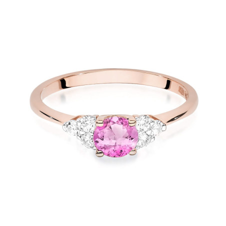 Pierścionek W451 1 Topaz Różowy 0,60ct różowe złoto