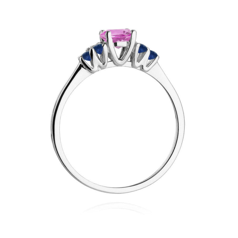 Pierścionek W451 4 Topaz Różowy 0,60ct białe złoto